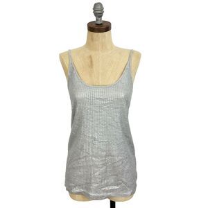VINCE Sequin Tank Top XS Gray Scoop Neck Relaxed Fit Party Evening EUC B56